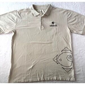 Wakatobi Dive Resort Hawaii Polo Shirt Mens Size‎ XLarge Beige with Tribal Art